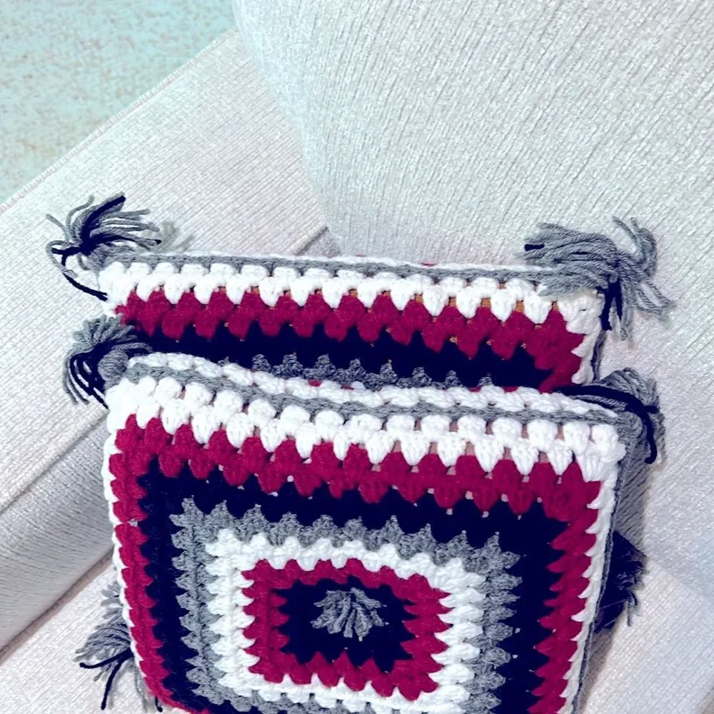 Granny Square Set of Two Pillows 14 x 14 Excellent Condition